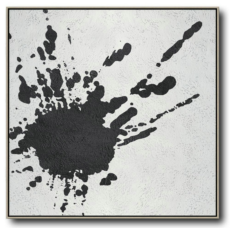 Extra Large Painting,Oversized Minimal Black And White Painting - Hand Painted Acrylic Painting